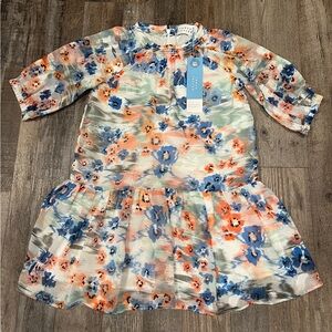Tanya Taylor Mini Eliza Vibrant Floral Dress Size M. New with Tags!